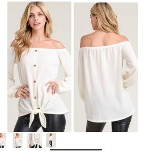 OFF SHOULDER WHITE SWEATER